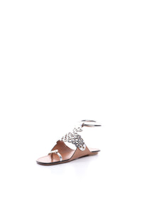 Leather eyelet sandals - Silver