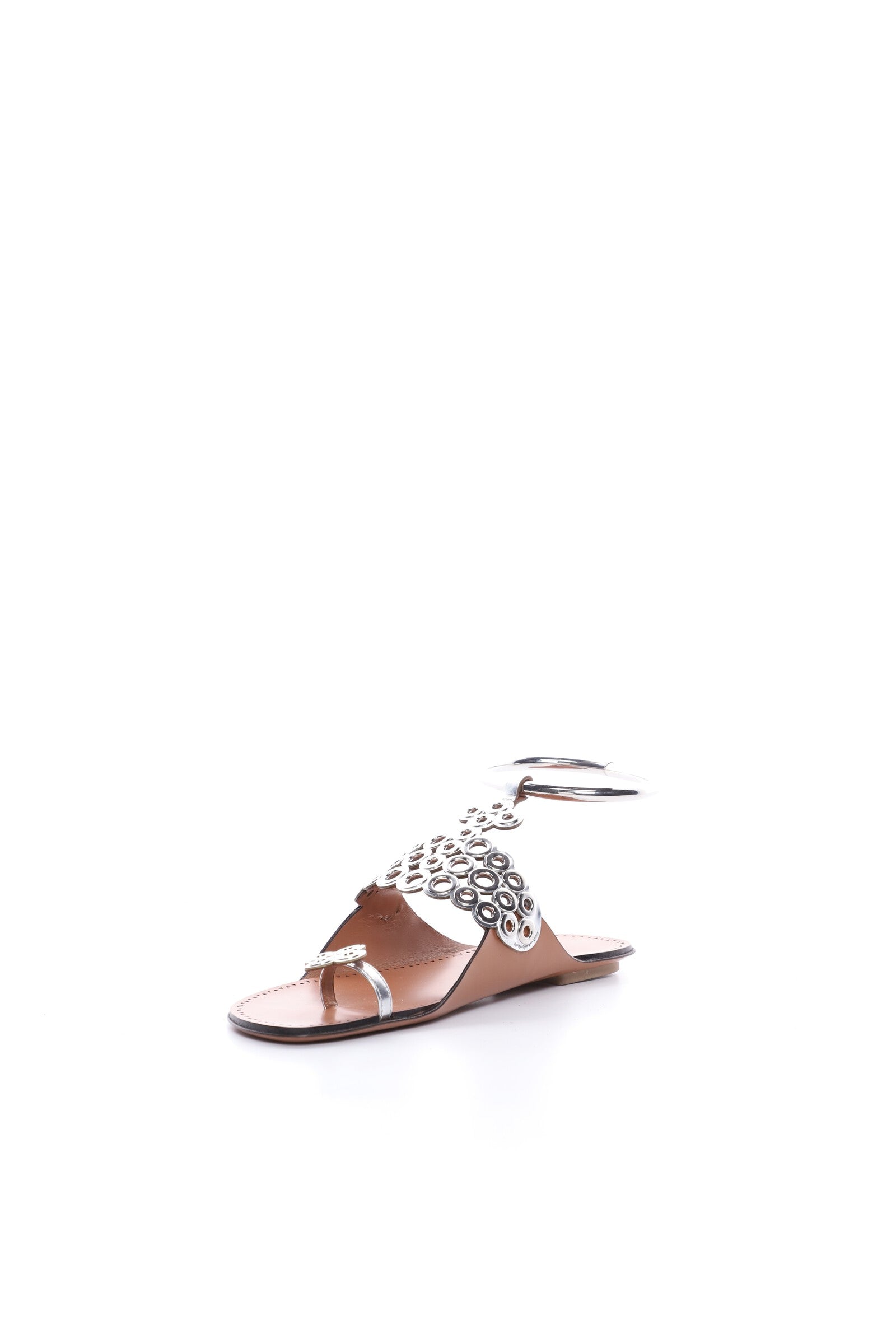 Leather eyelet sandals - Silver