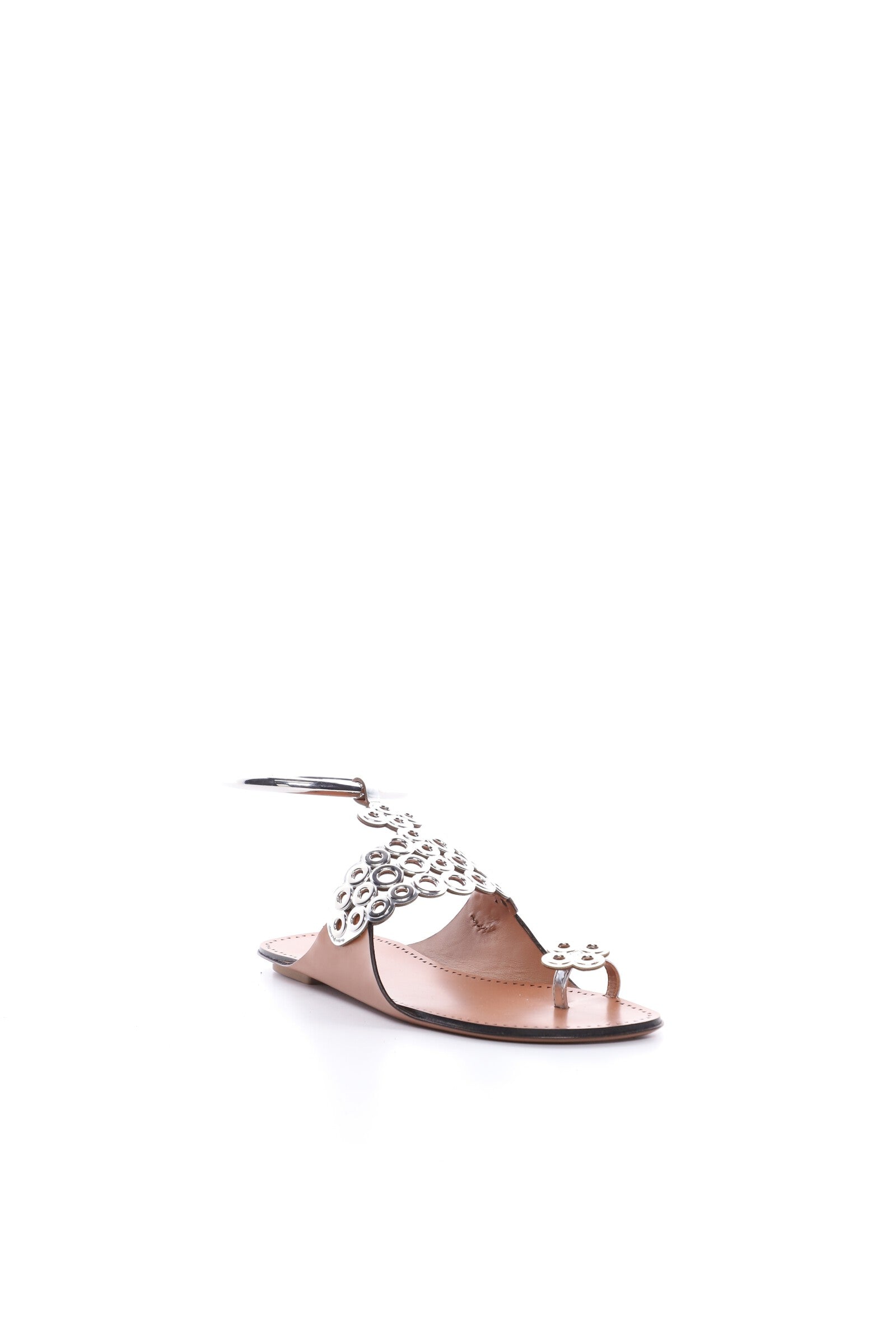 Leather eyelet sandals - Silver