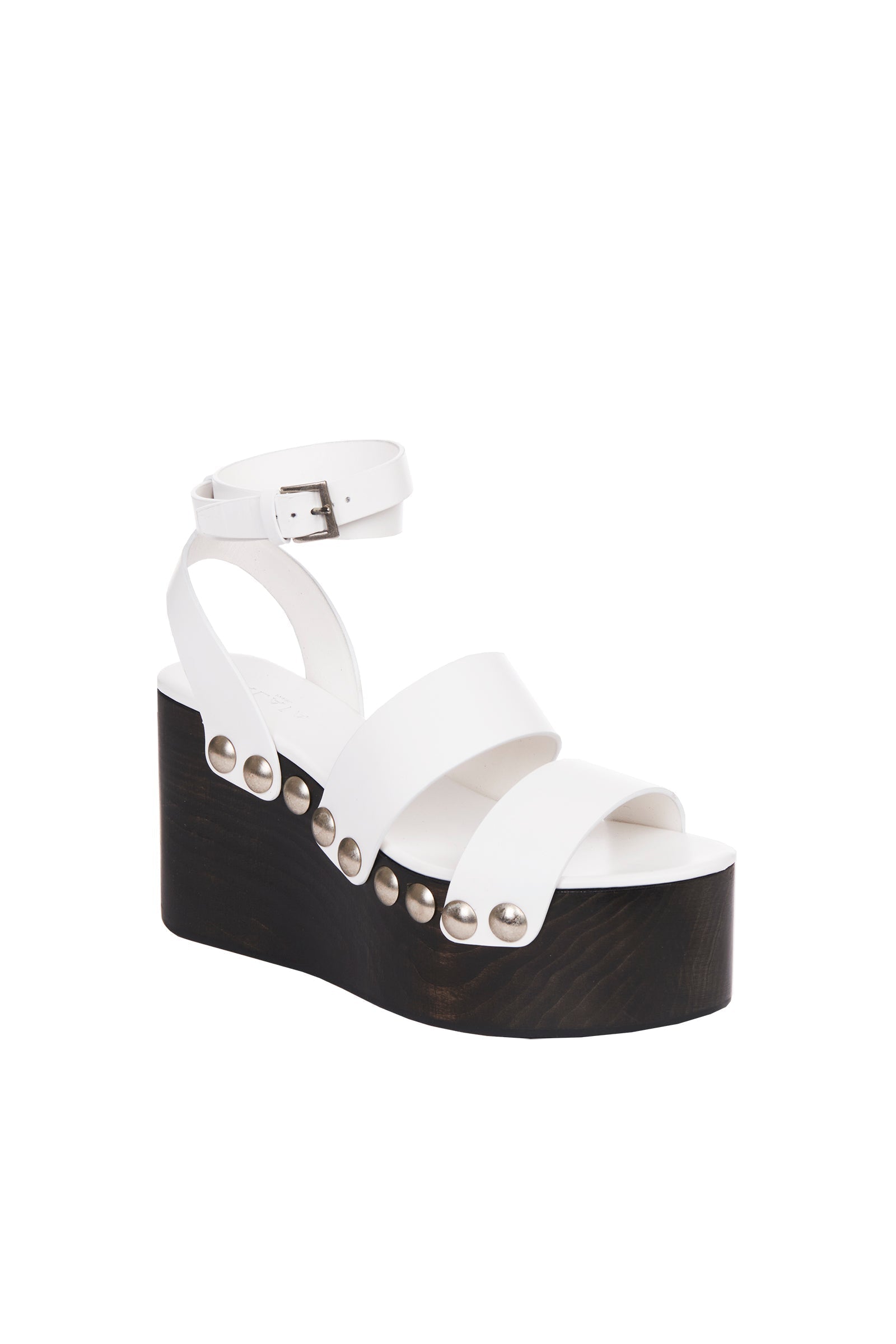 Leather 90 studded wedge sandals - Off White