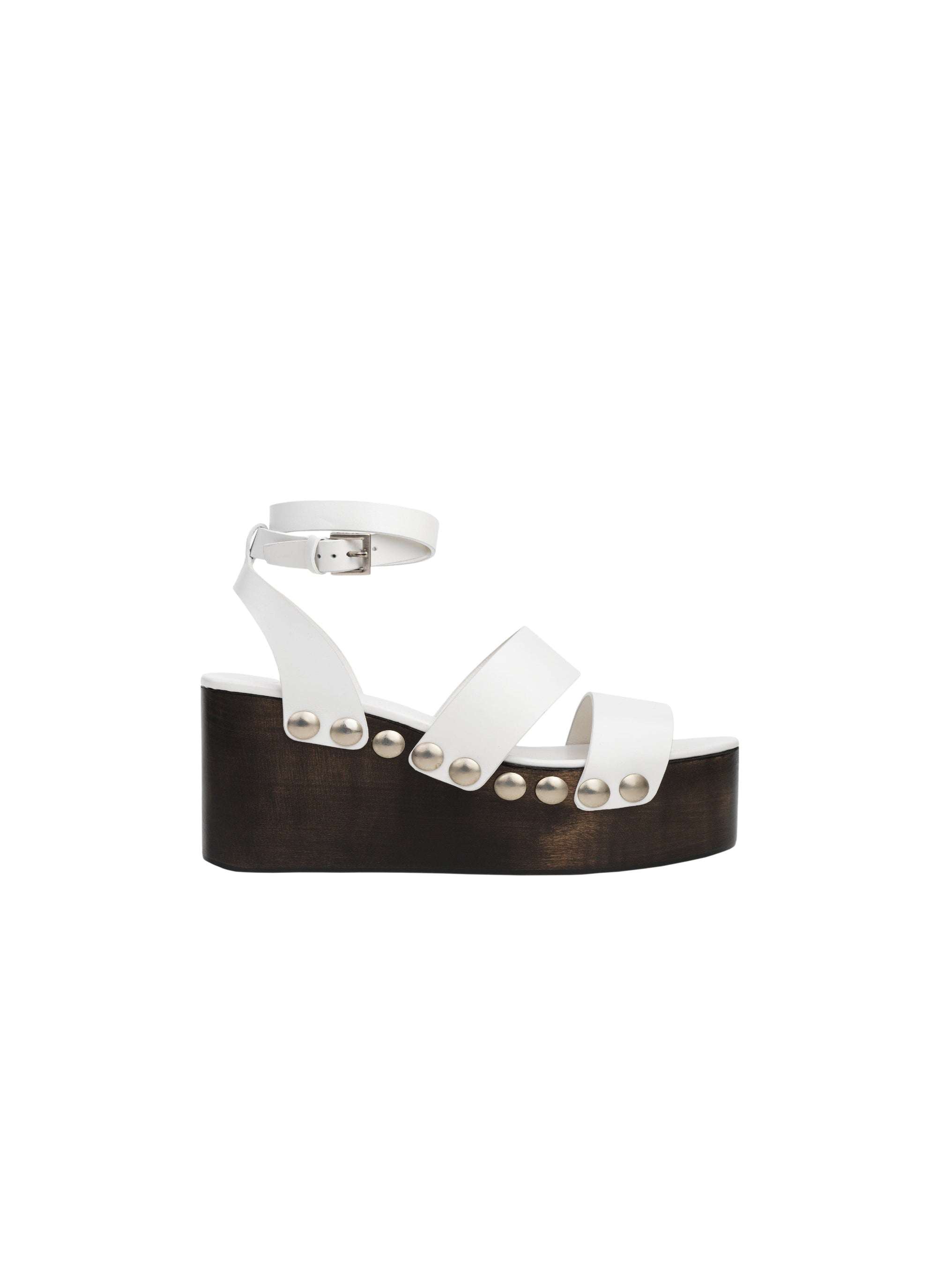 Leather 90 studded wedge sandals - Off White