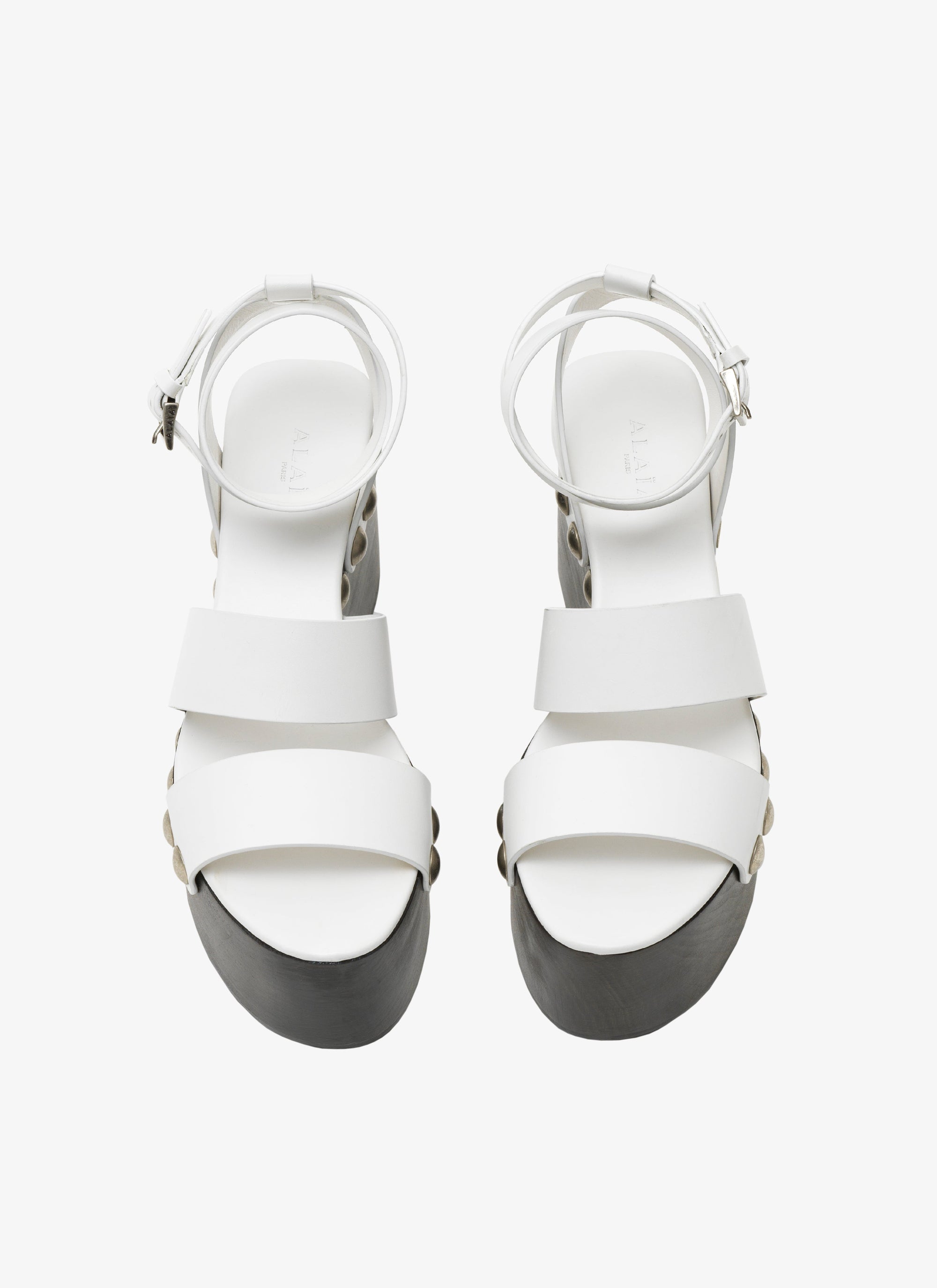Leather 90 studded wedge sandals - Off White