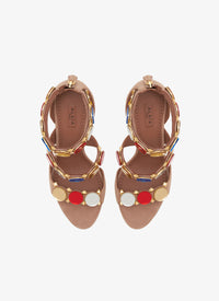Bombe Heeled Sandals in Mirrored Leather - Multicolour