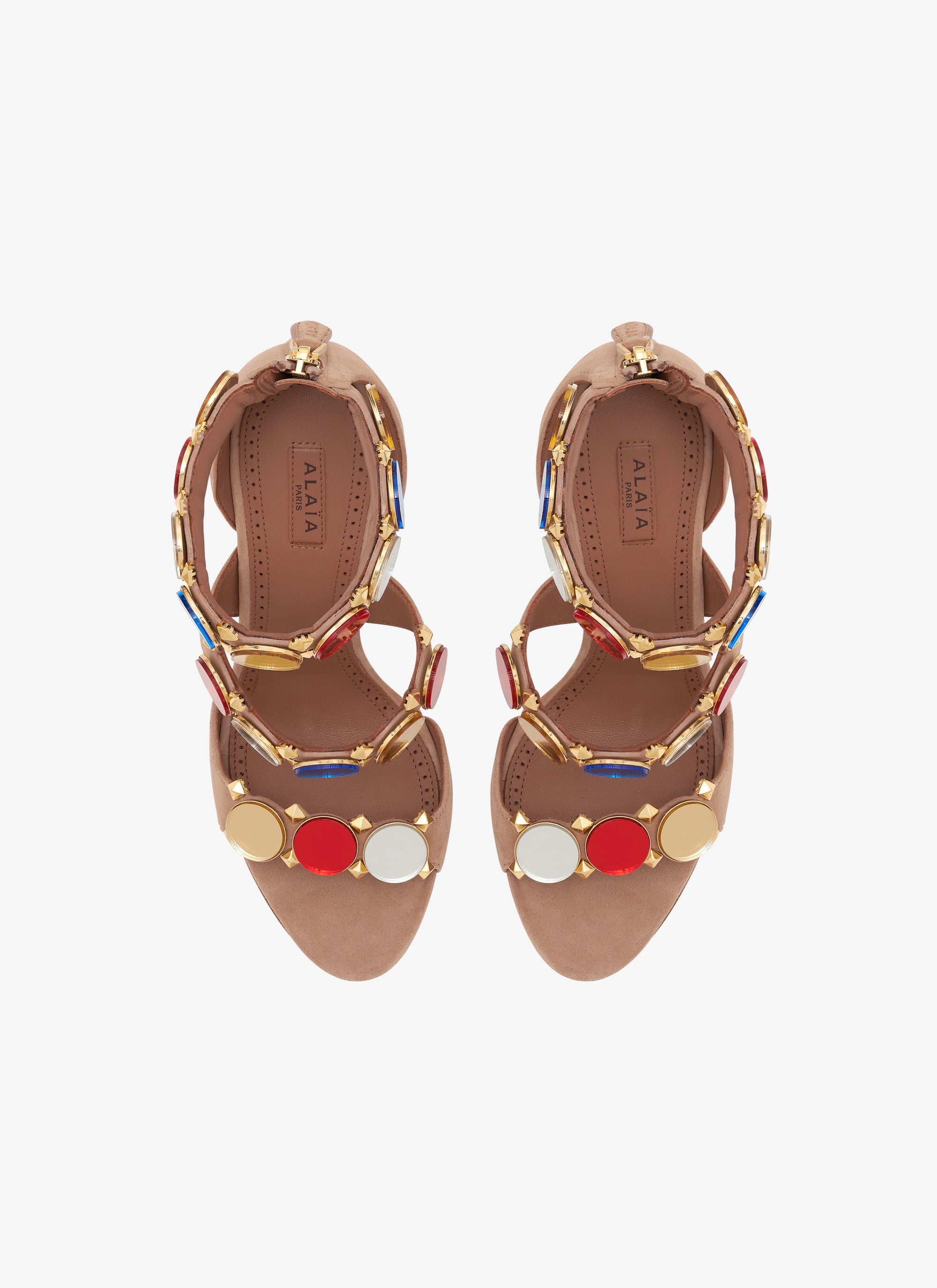Bombe Heeled Sandals in Mirrored Leather - Multicolour