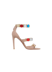 Bombe Heeled Sandals in Mirrored Leather - Multicolour