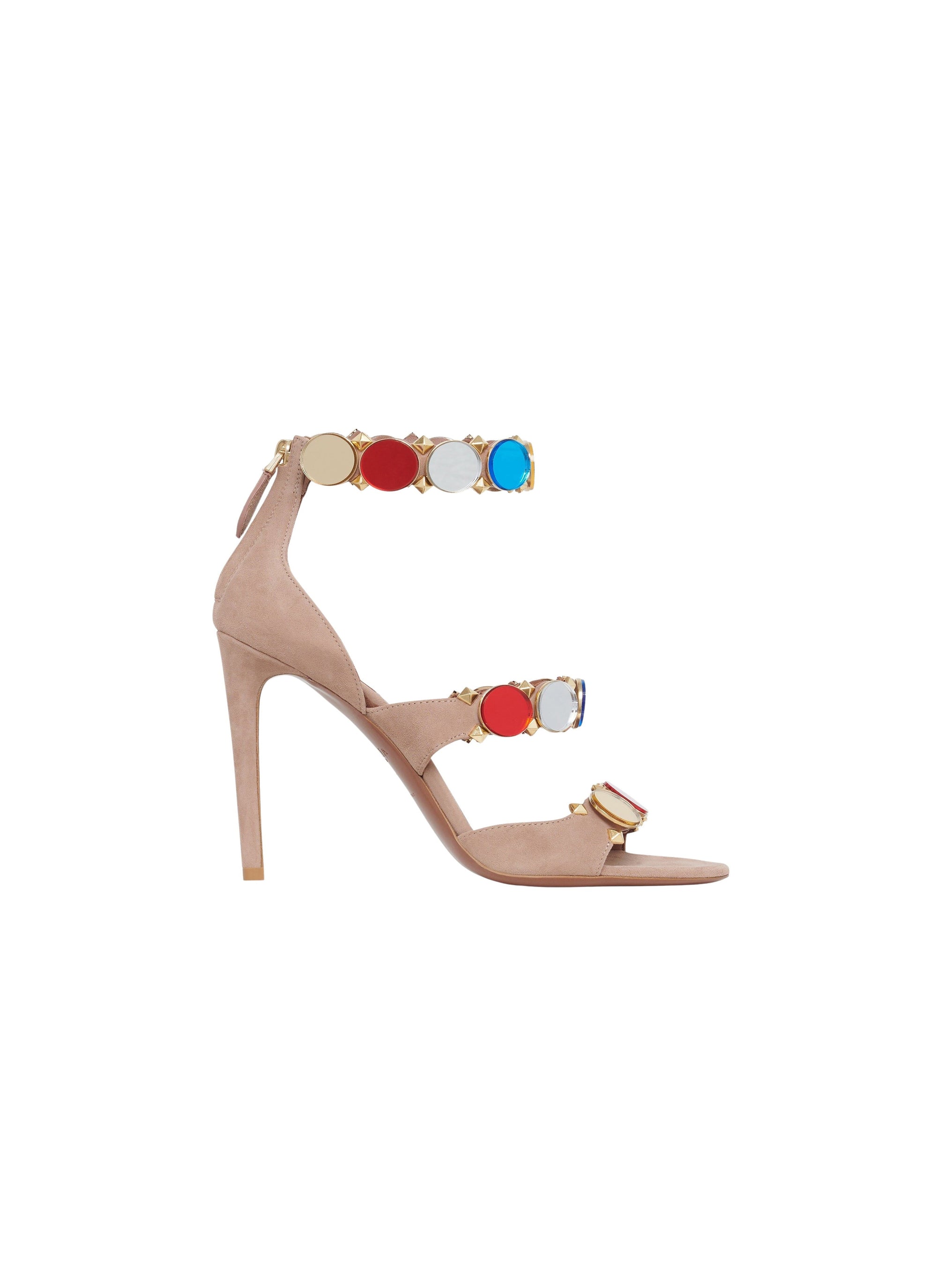 Bombe Heeled Sandals in Mirrored Leather - Multicolour