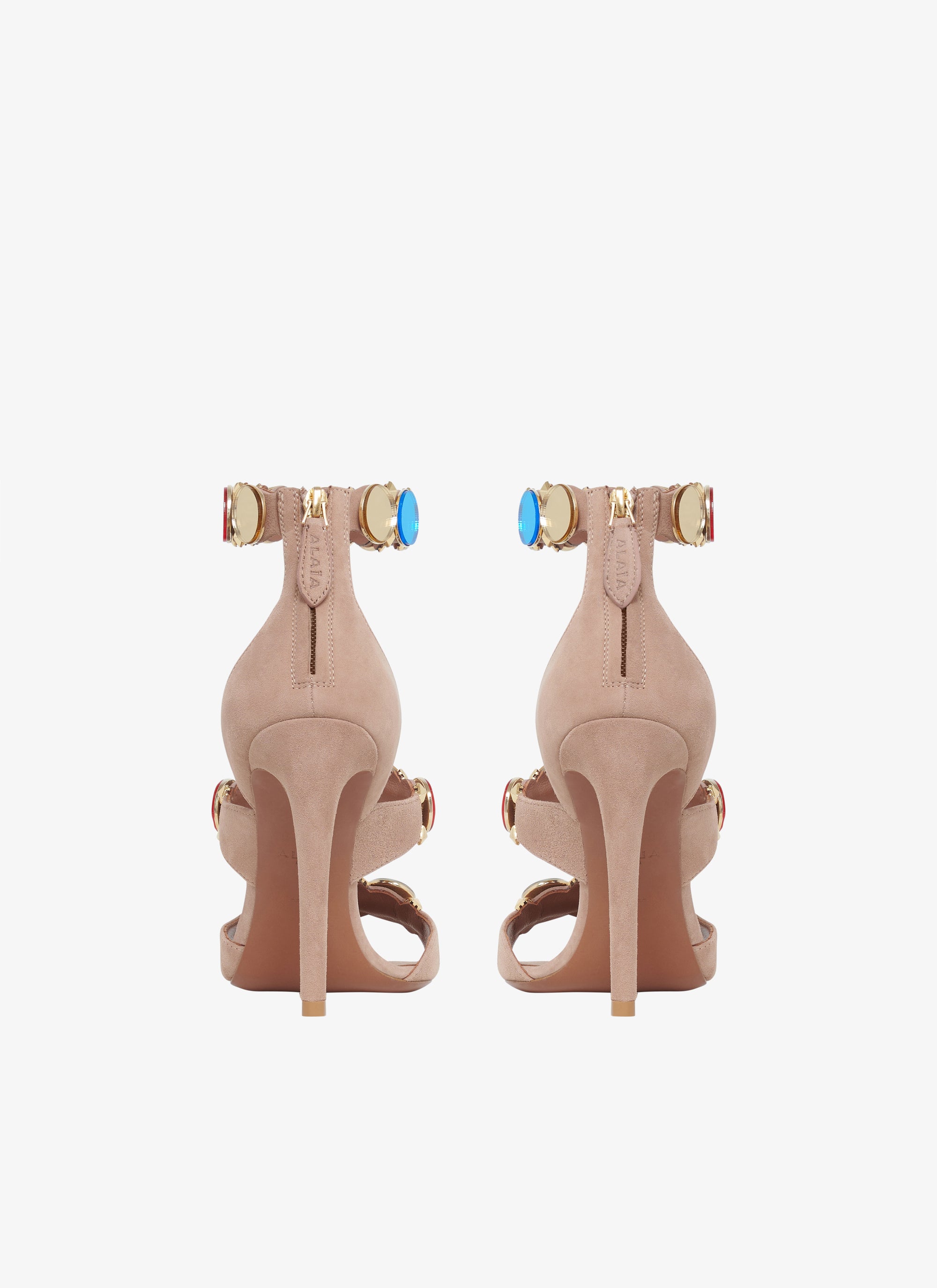 Bombe Heeled Sandals in Mirrored Leather - Multicolour