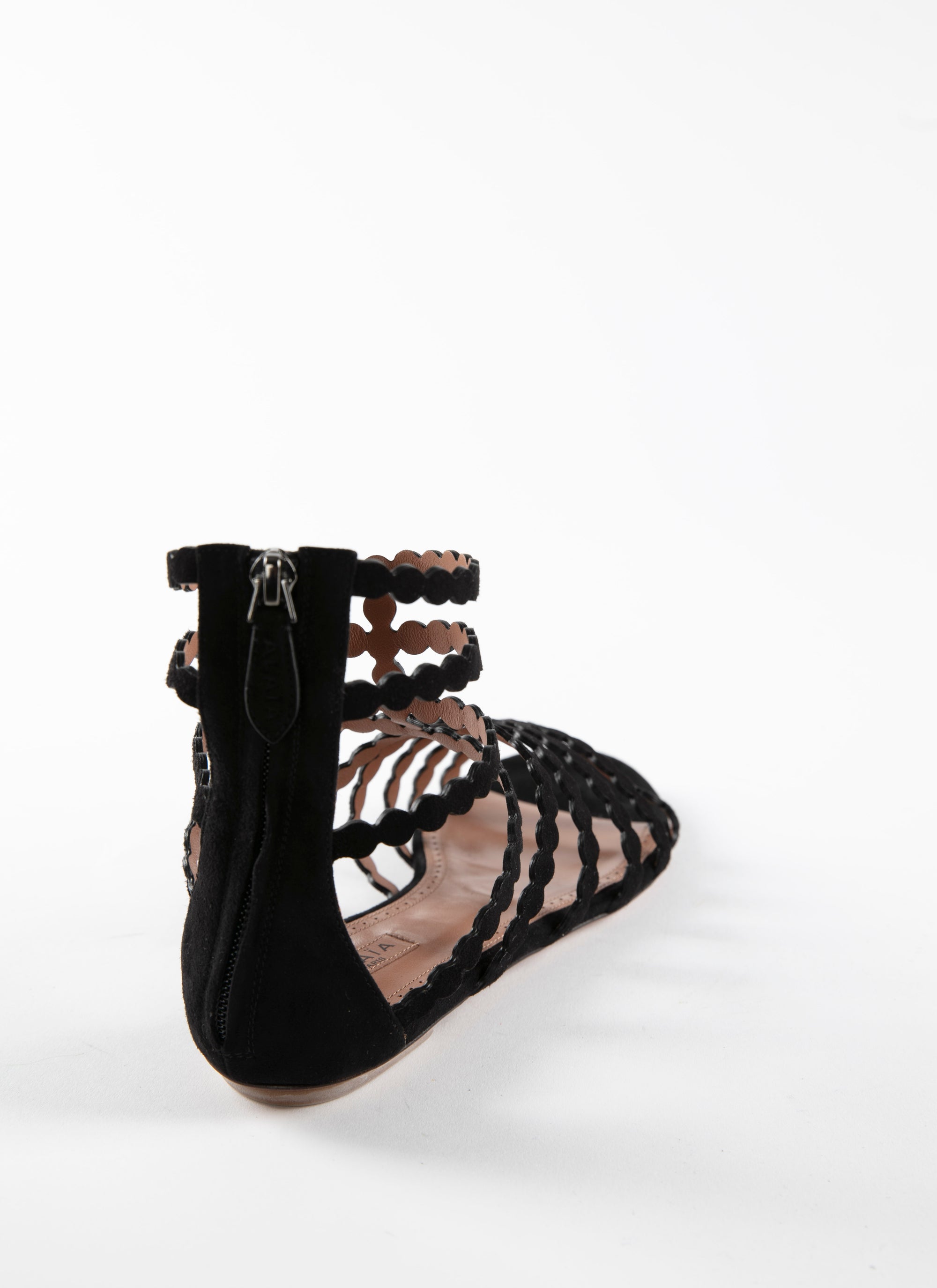 Sandales plates multi brides en cuir - Noir
