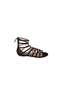 Sandales plates multi brides en cuir - Noir