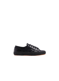 Croco embossed leather trainers - Black