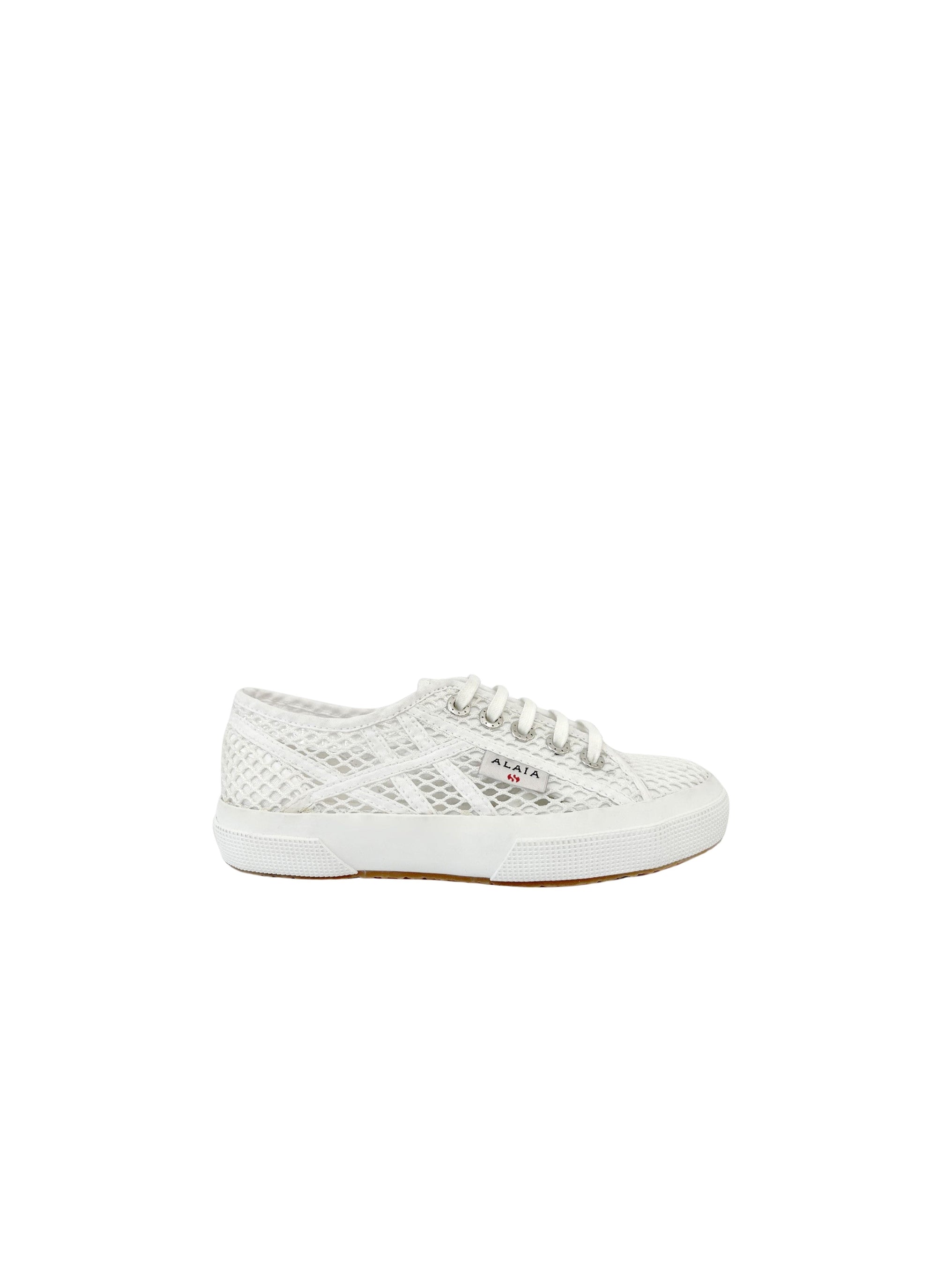 Canvas and fishnet trainers - Off-white