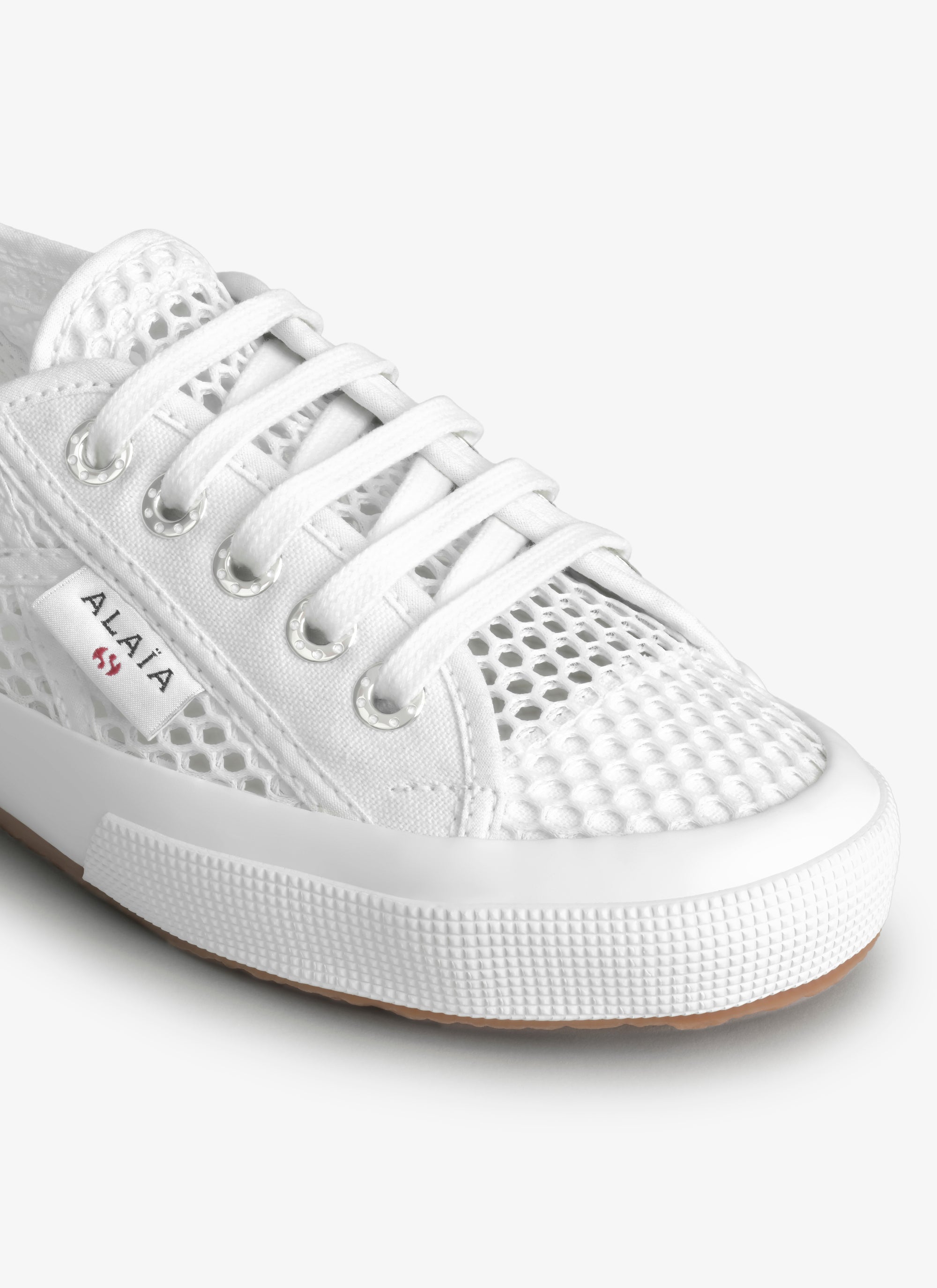 Canvas and fishnet trainers - Off-white