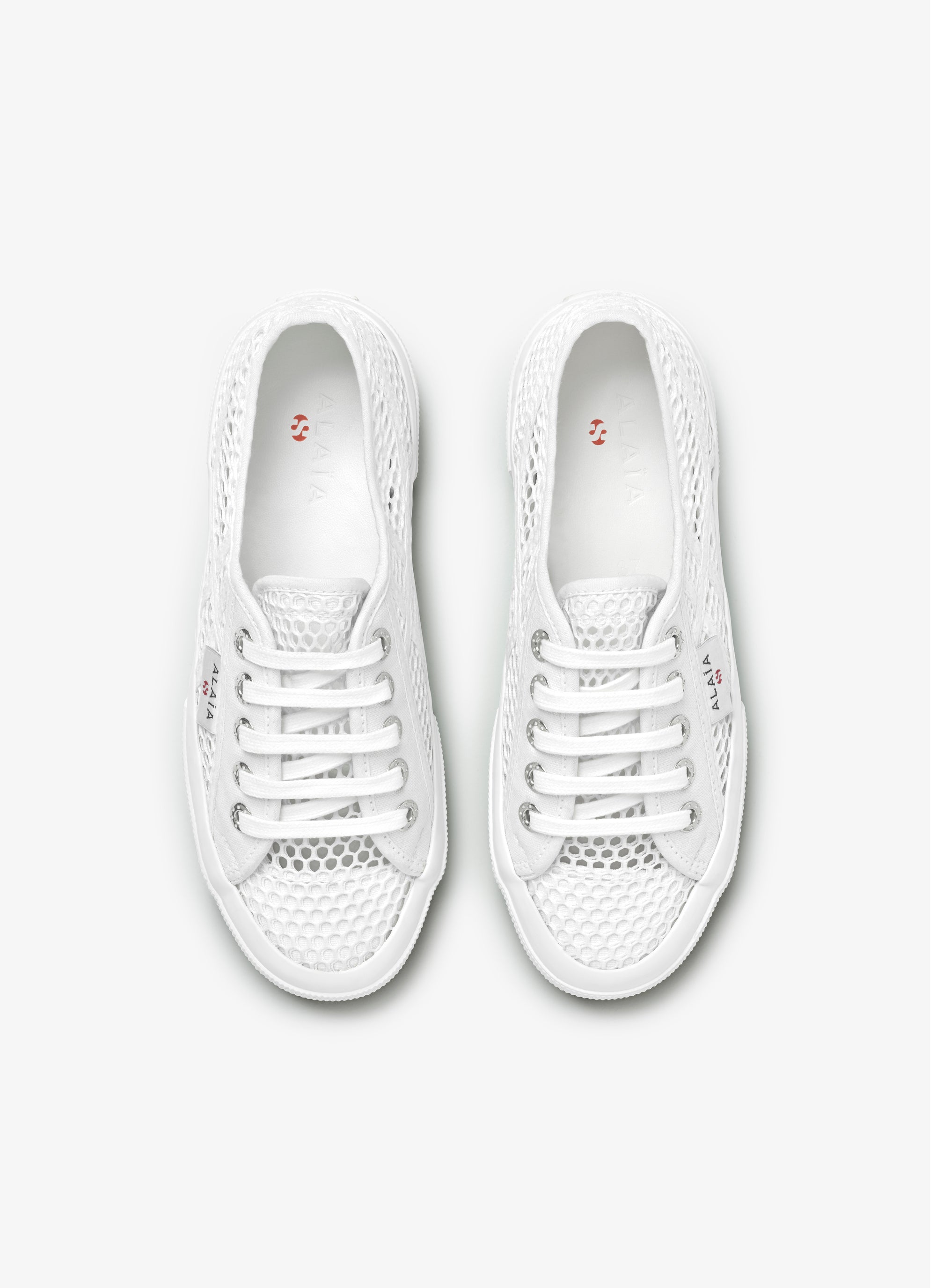 Canvas and fishnet trainers - Off-white