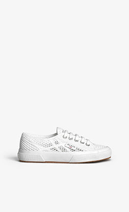 Canvas and fishnet trainers - Off-white