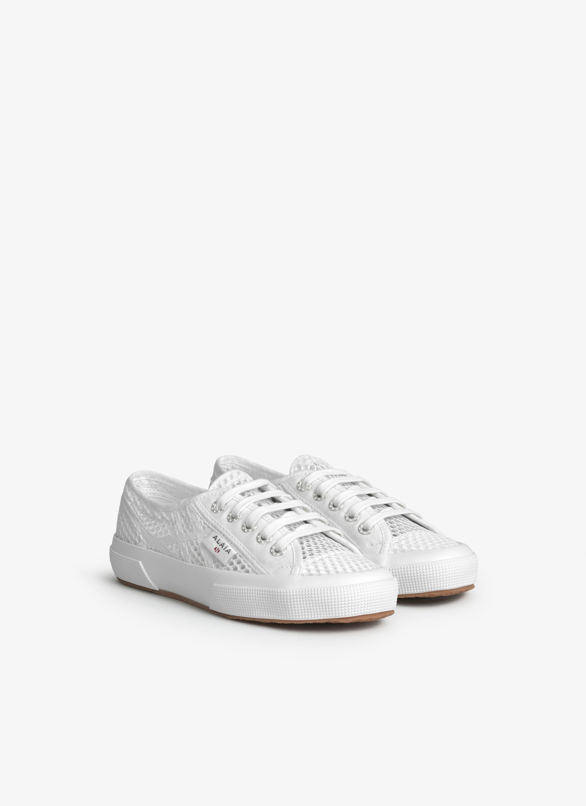 Canvas and fishnet trainers - Off-white