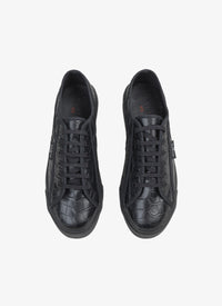 Croco embossed leather trainers - Black