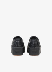 Croco embossed leather trainers - Black