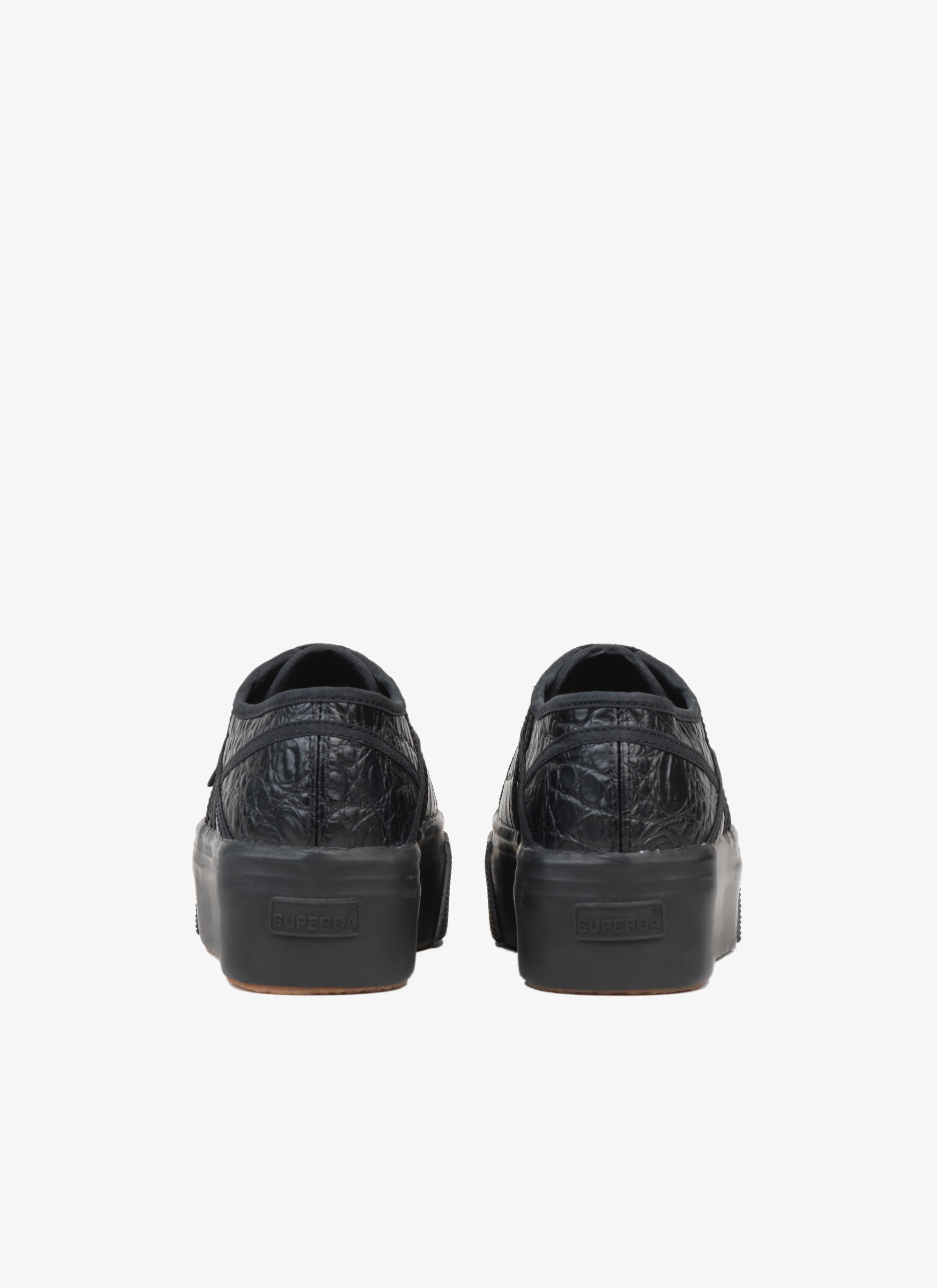 Croco embossed leather trainers - Black