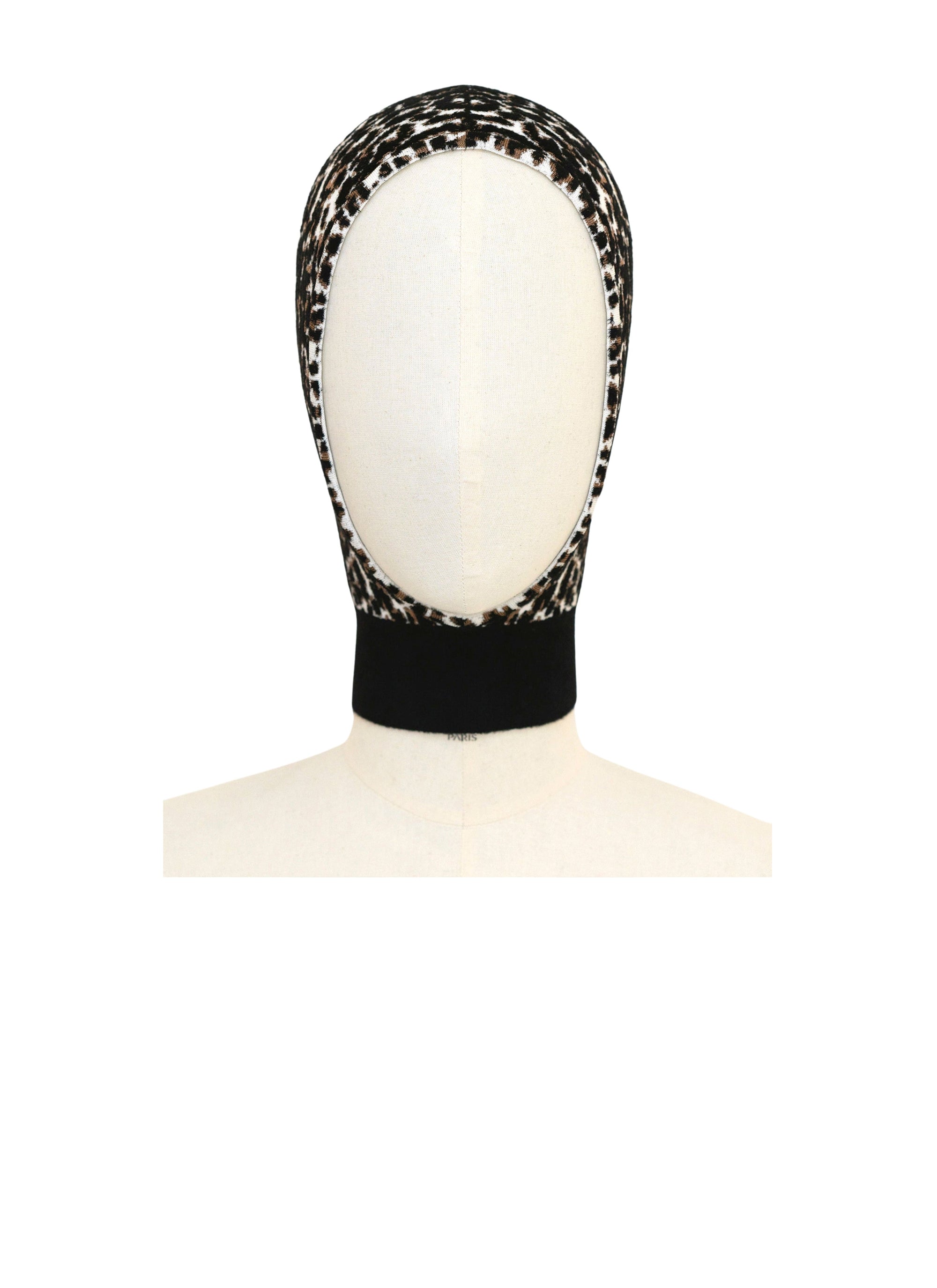 Jacquard knit leopard print balaclava - Black & Ivory