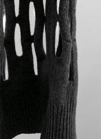 Perforated wool scarf - Dark grey