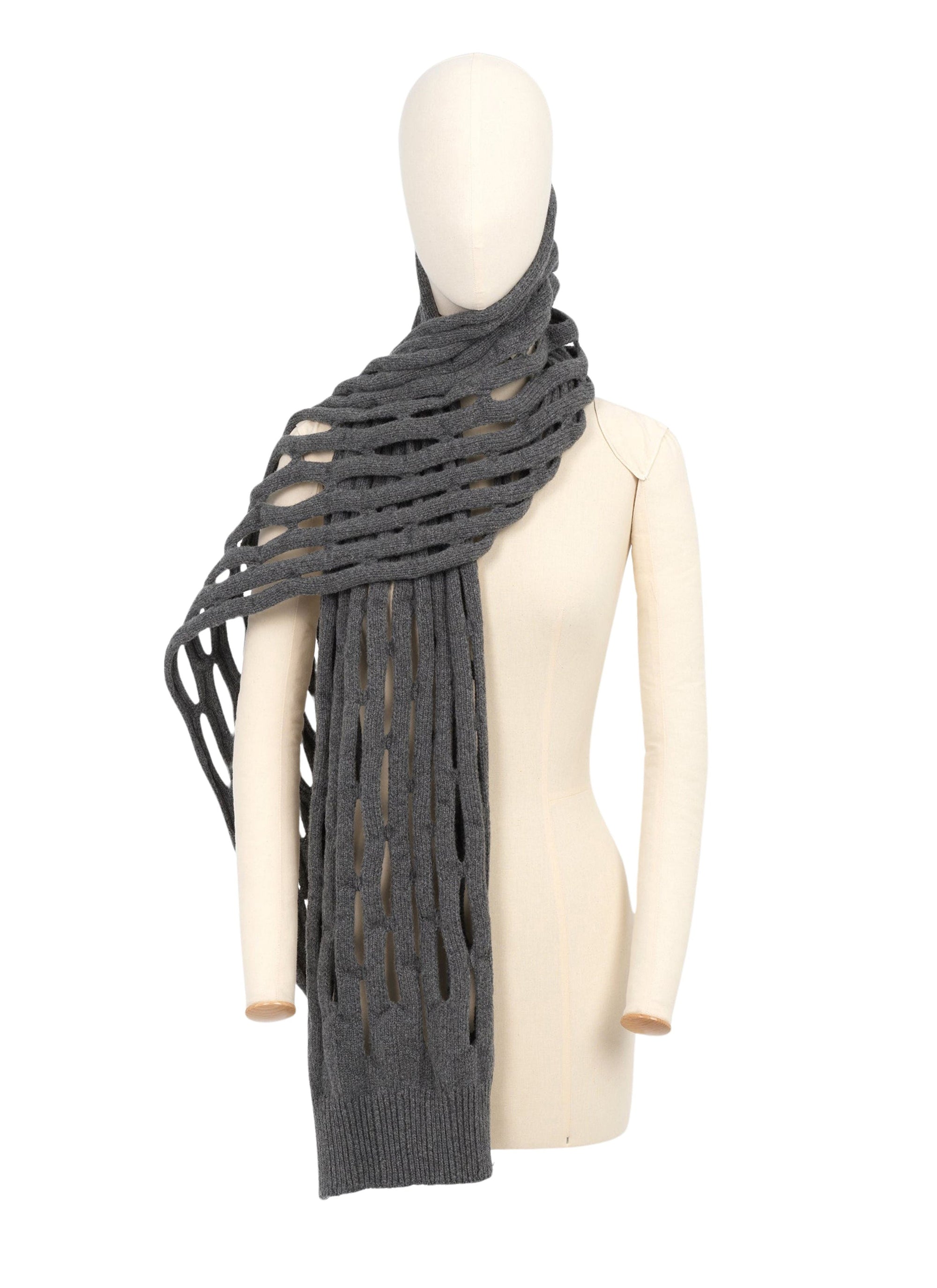 Perforated wool scarf - Dark grey