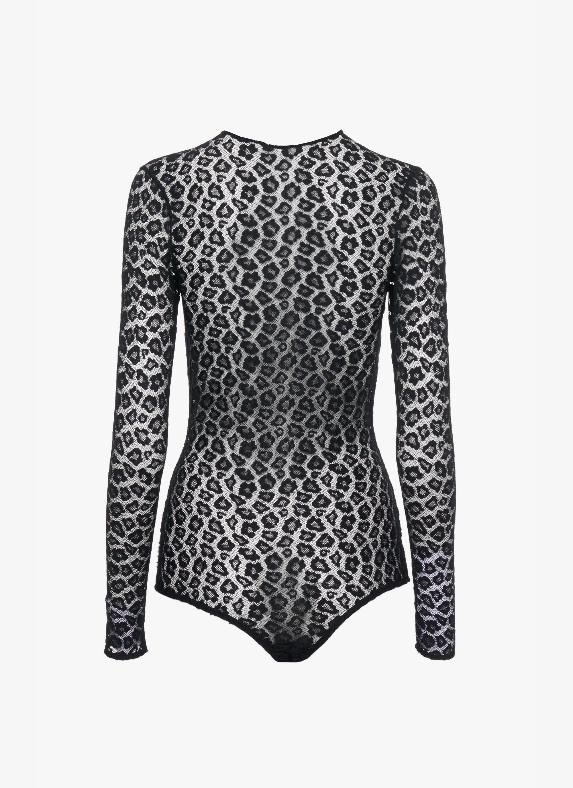 Leopard print lace bodysuit - Black Alaïa