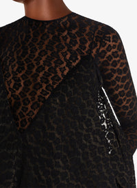 Leopard print lace bodysuit - Black Alaïa