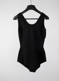 Body col carré classique sans manches - Noir