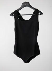 Body col carré classique sans manches - Noir