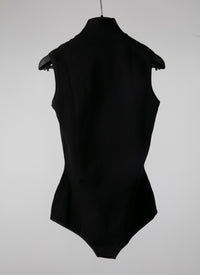 Wool sleeveless bodysuit - Black intense