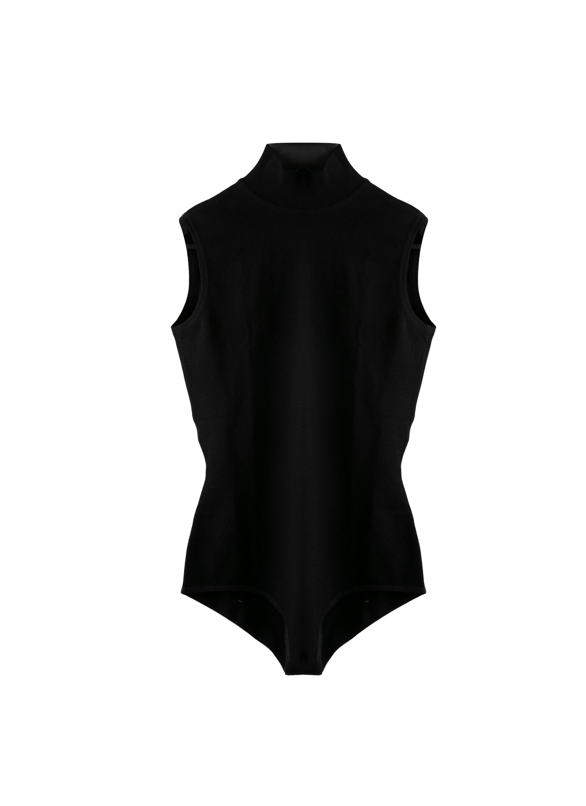 Wool sleeveless bodysuit - Black intense
