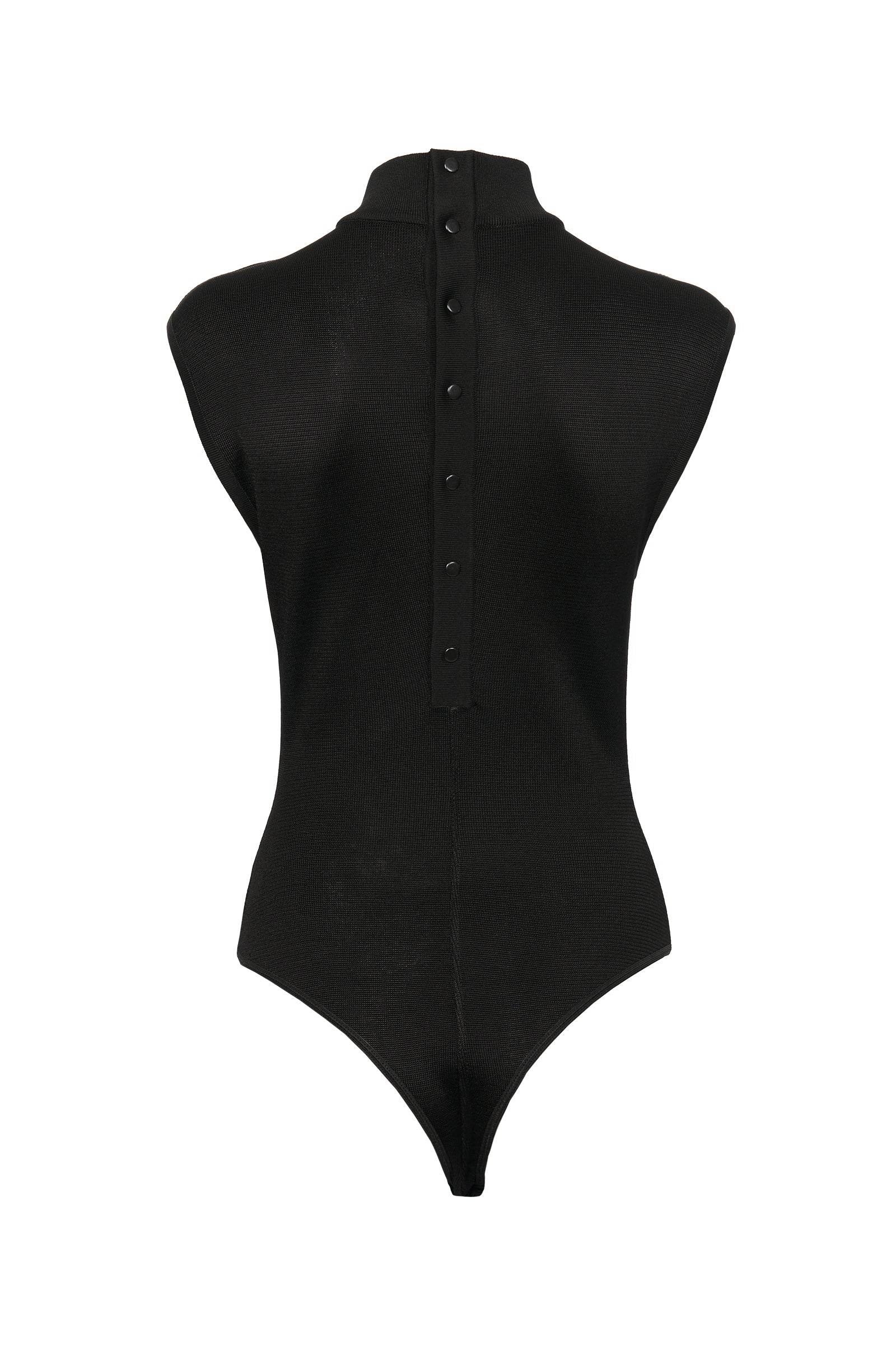 Body à col montant sans manches dos boutonné - Noir