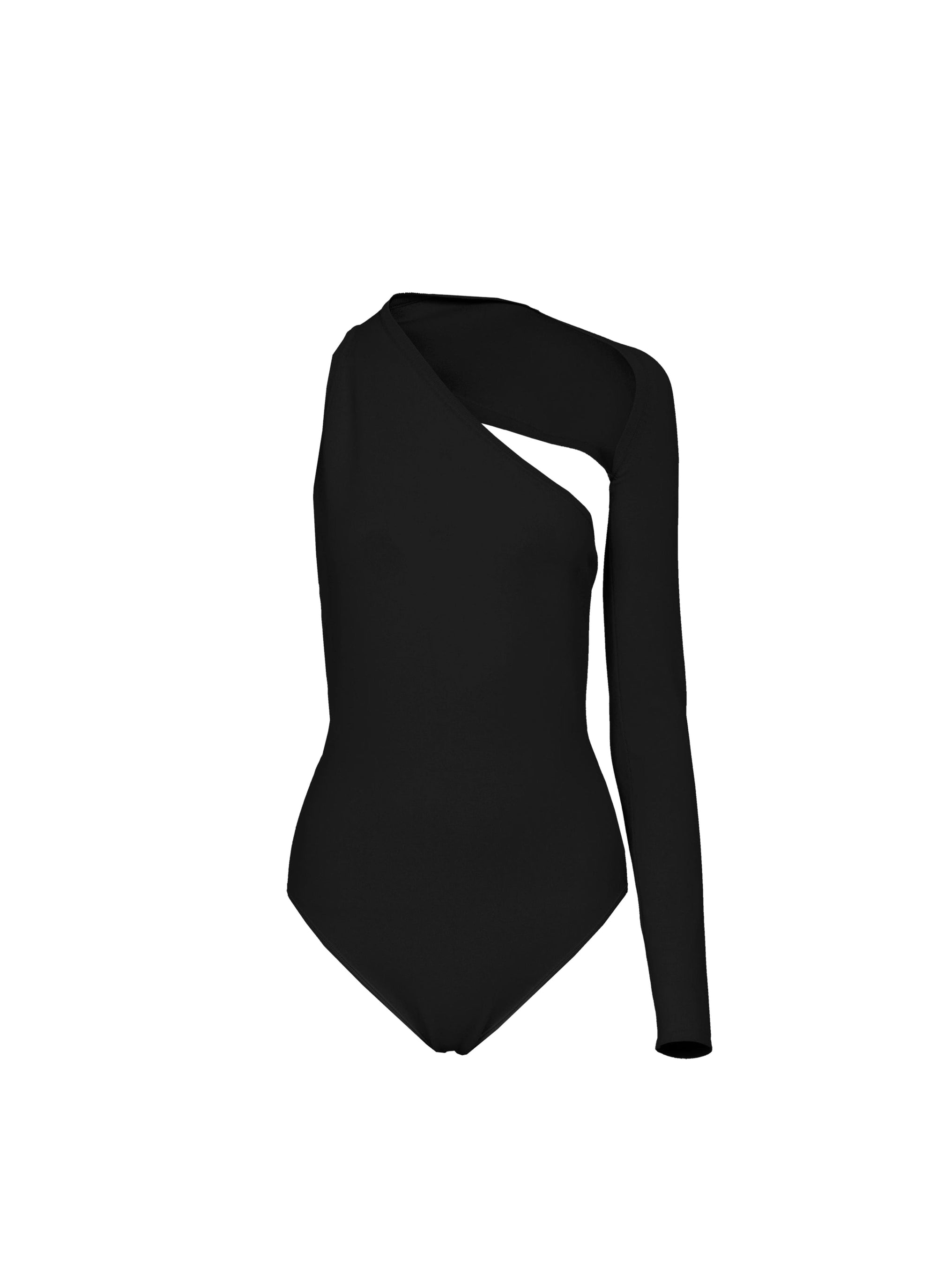 Asymmetric bodysuit with cut-out - Black
