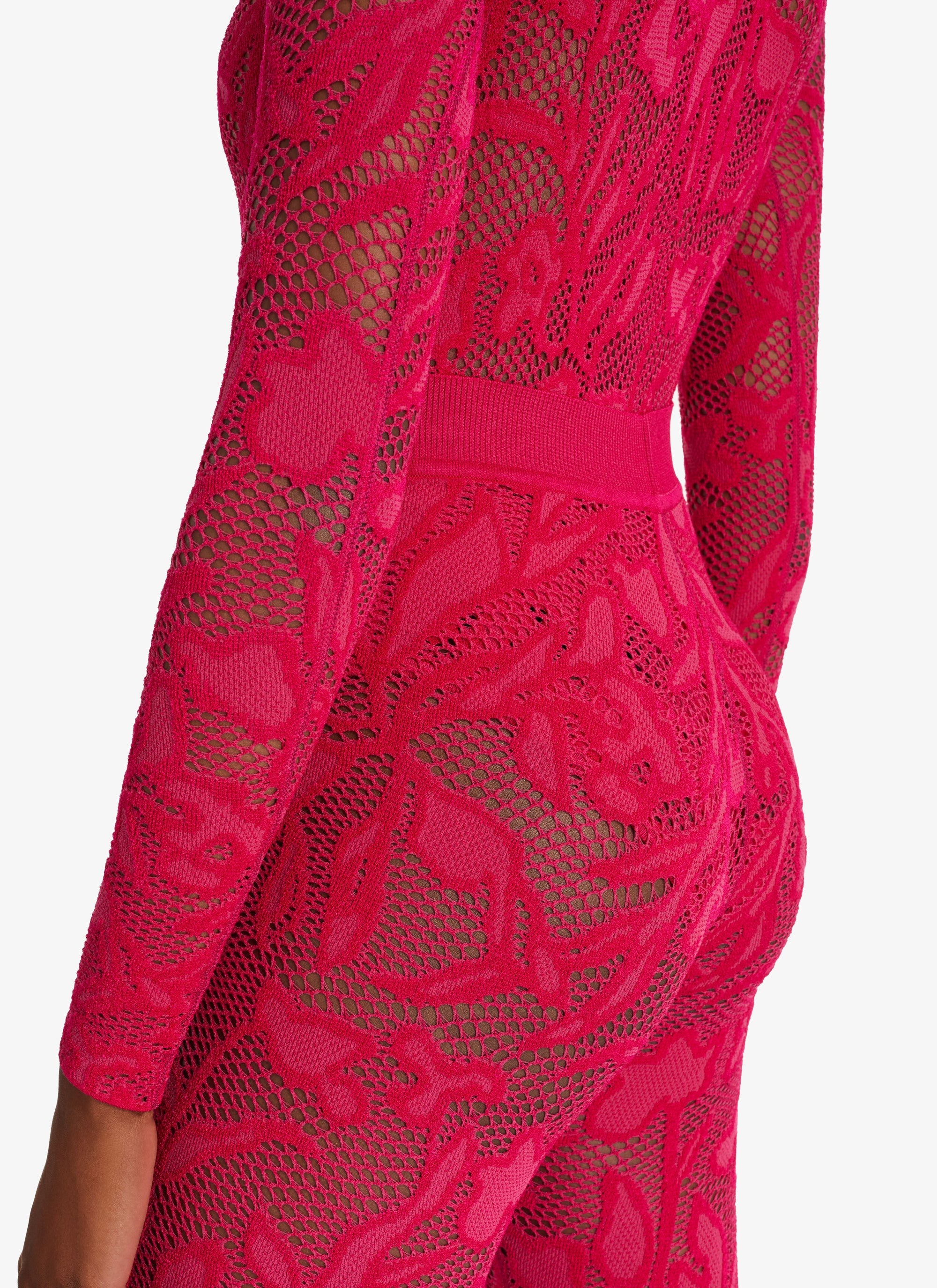 Lace bodysuit with stand-up collar - Dark orange