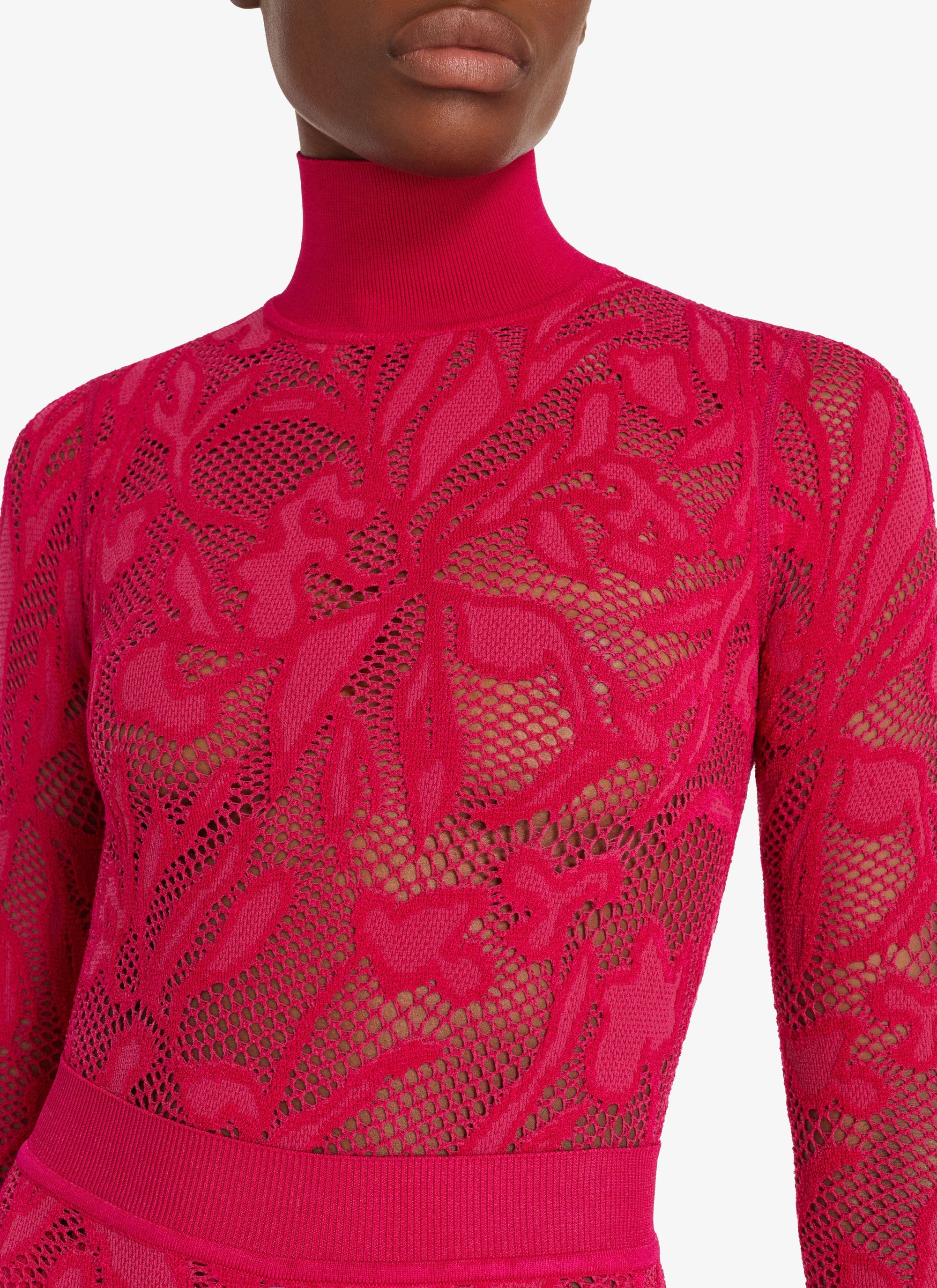 Body en dentelle à col montant - Noir Alaïa