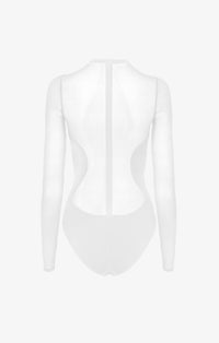 Body en crêpe transparent - Blanc