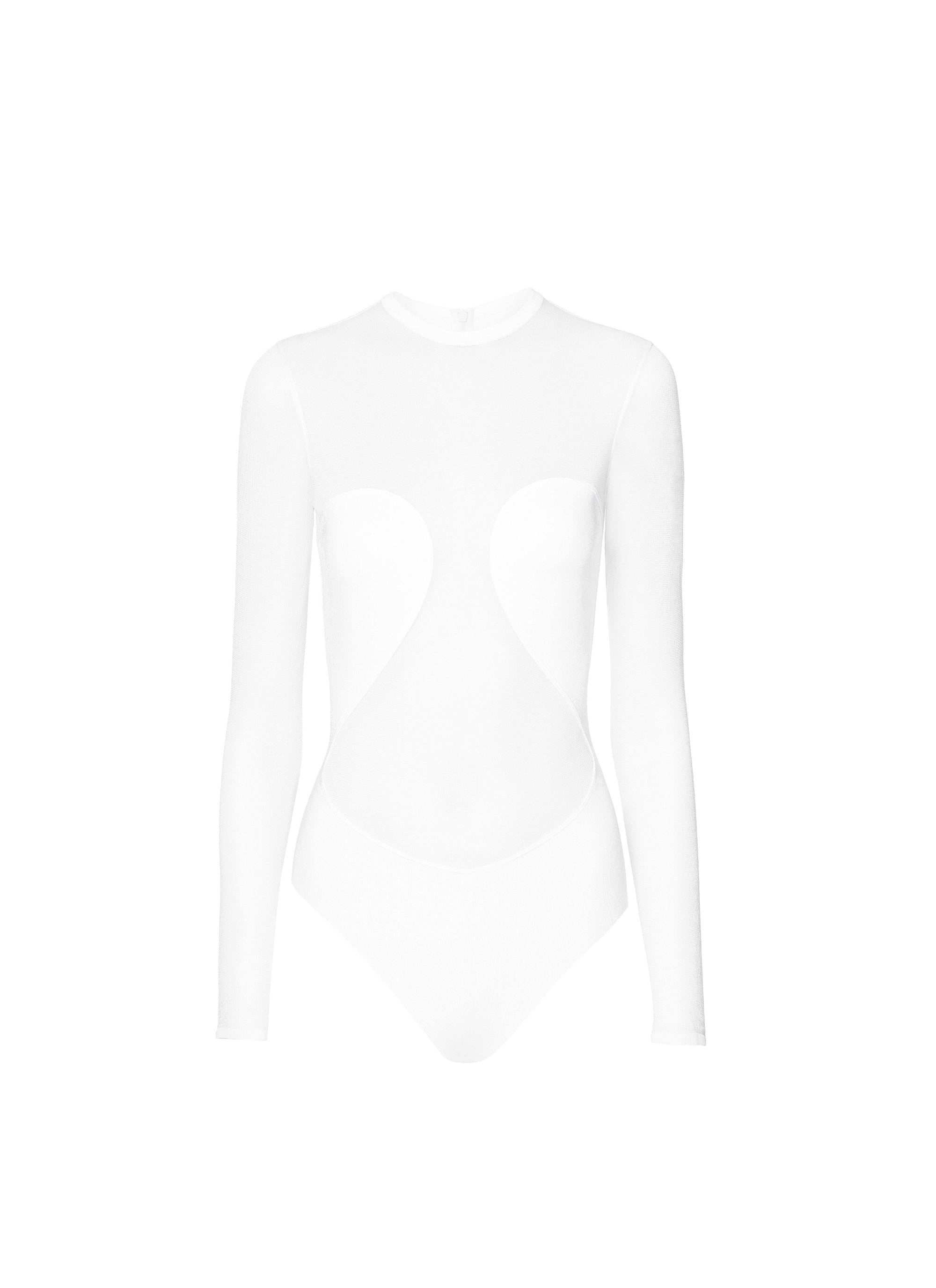Body en crêpe transparent - Blanc