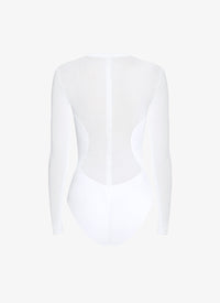 Body en crêpe transparent - Blanc