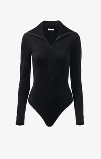 Body zip en velours à manches longues - Noir Alaïa