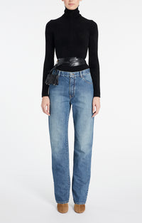 Body zip en velours à manches longues - Noir Alaïa