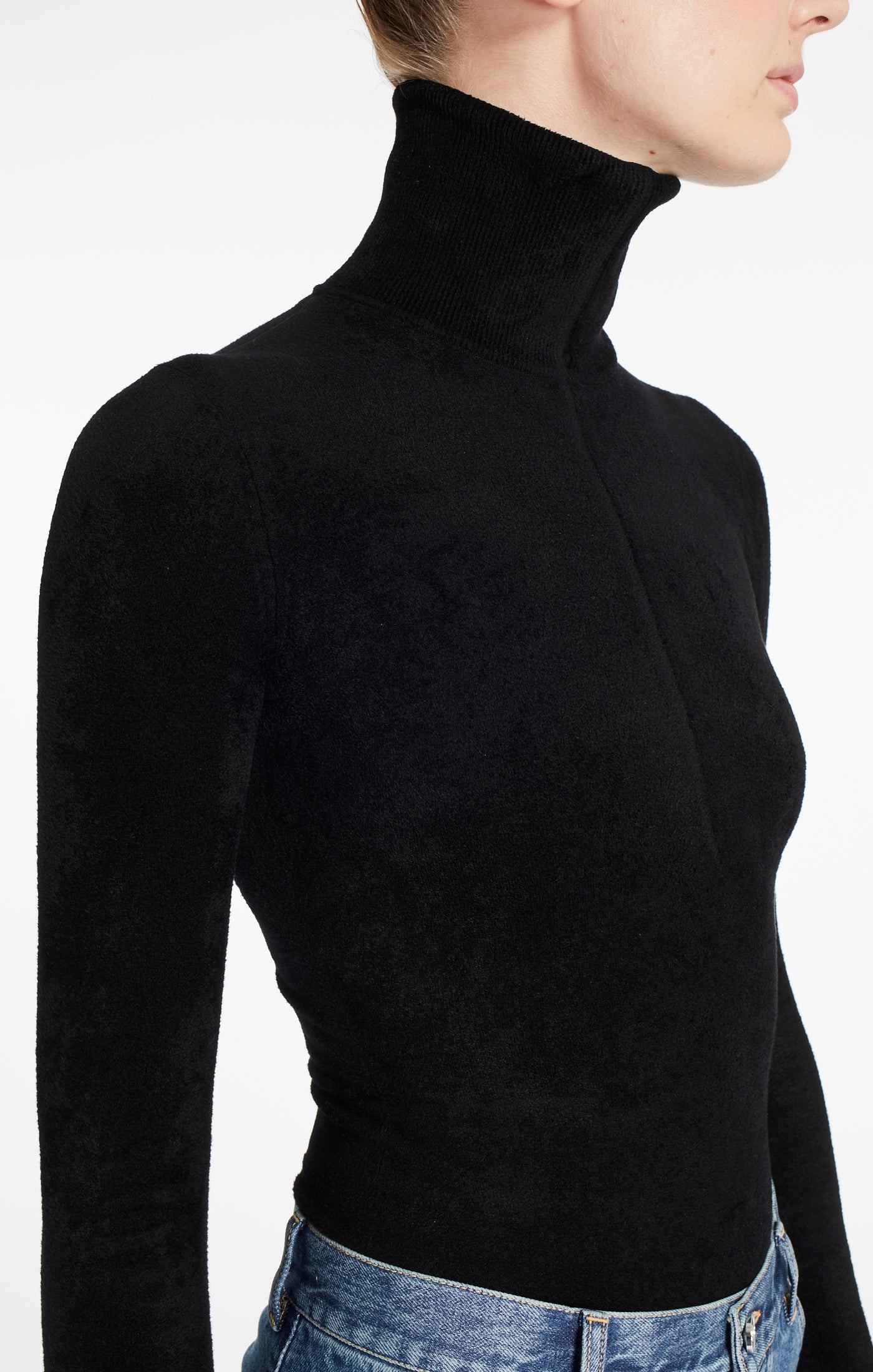 Body zip en velours à manches longues - Noir Alaïa