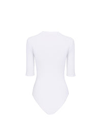 Body à boutons à manches 3/4 - Blanc