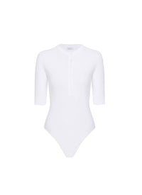 Body à boutons à manches 3/4 - Blanc