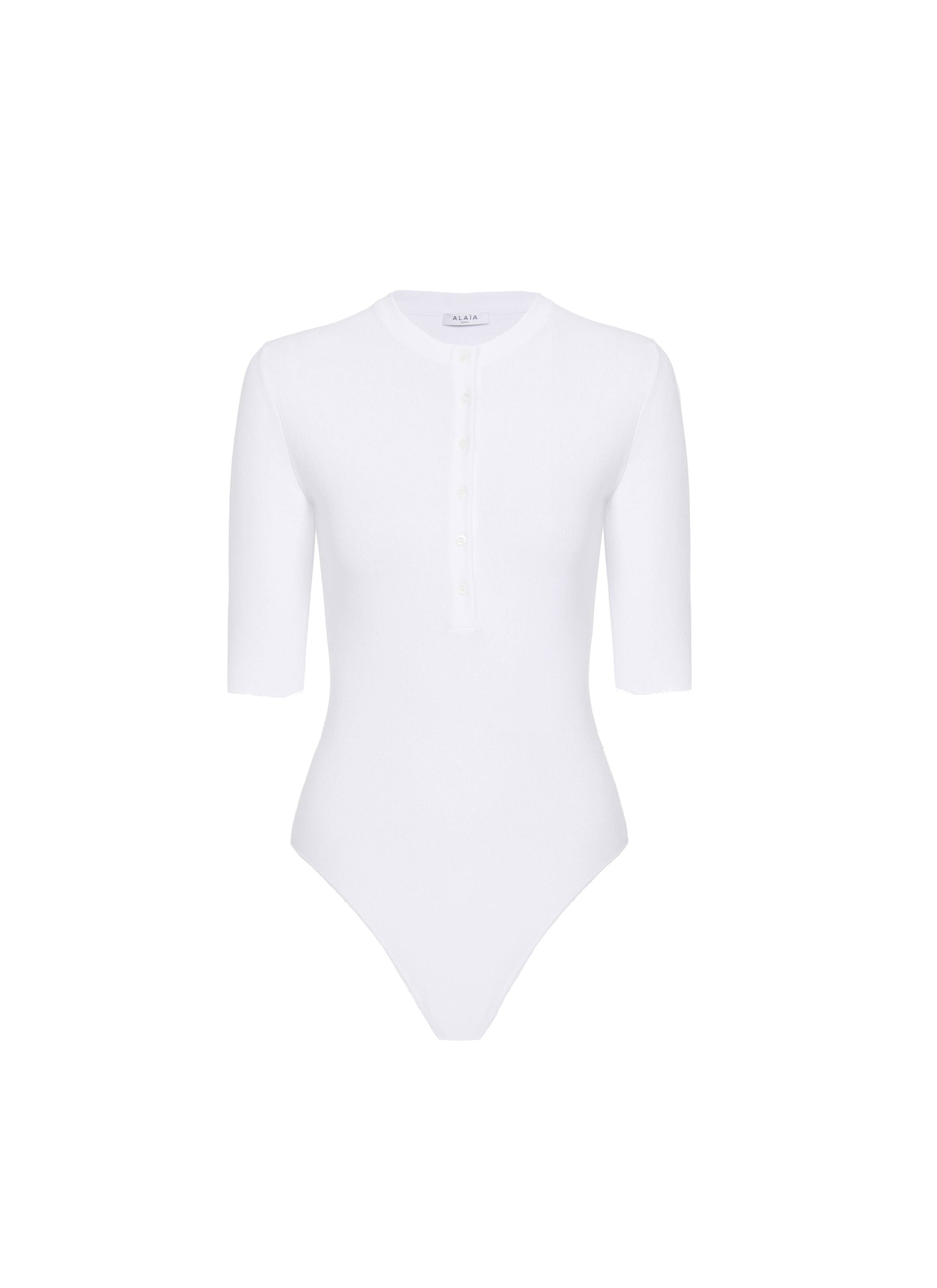 Body à boutons à manches 3/4 - Blanc