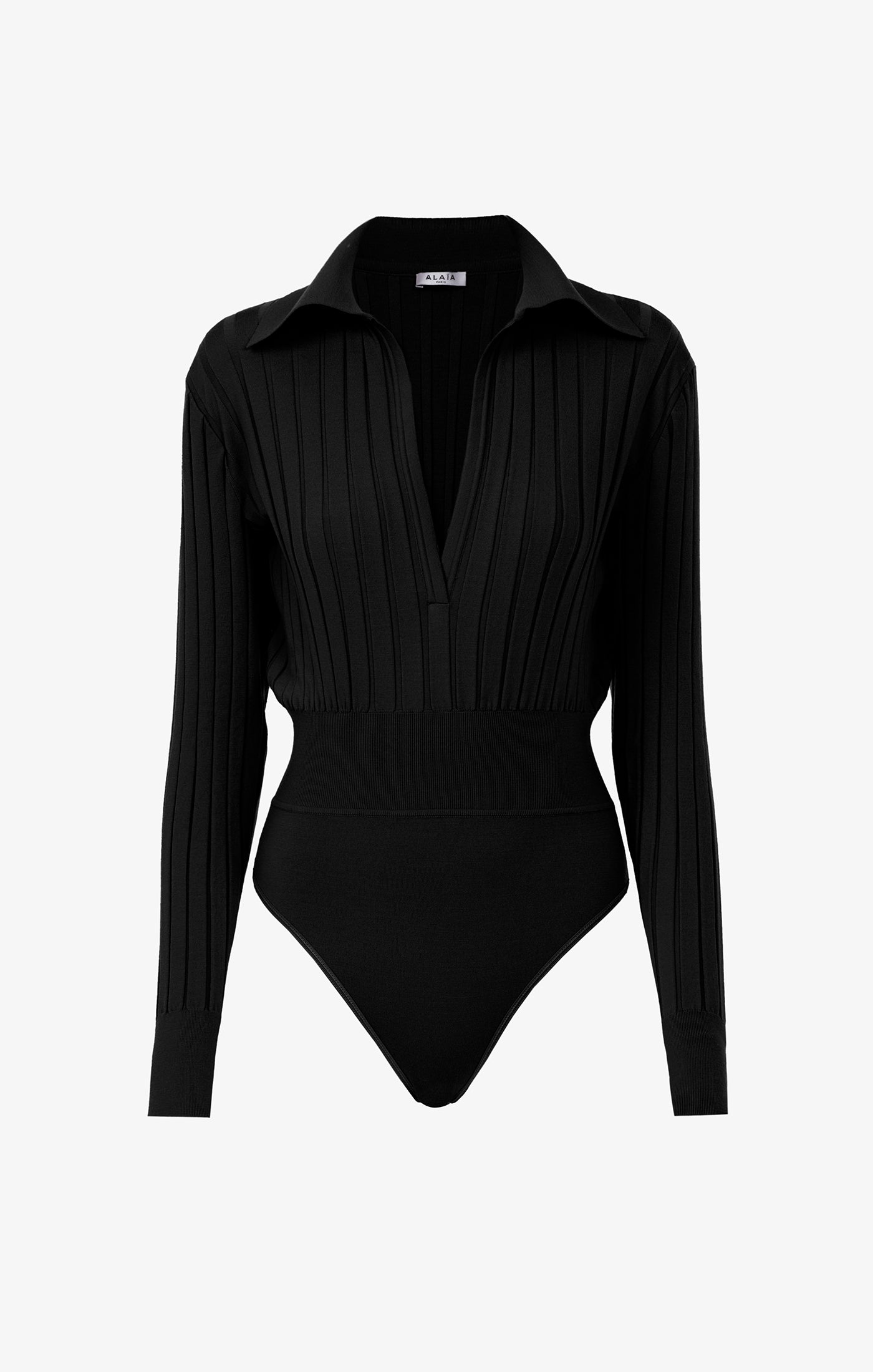 Ambra Long Sleeve Wool Polo Body - Black Alaïa