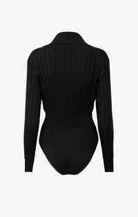 Ambra Long Sleeve Wool Polo Body - Black Alaïa