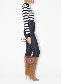 Striped Long Sleeve Wool Bodysuit - Navy & Ivory