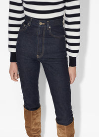 Striped Long Sleeve Wool Bodysuit - Navy & Ivory