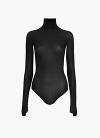 Body en transparence à manches longues en laine - Noir Alaïa