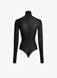 Body en transparence à manches longues en laine - Noir Alaïa